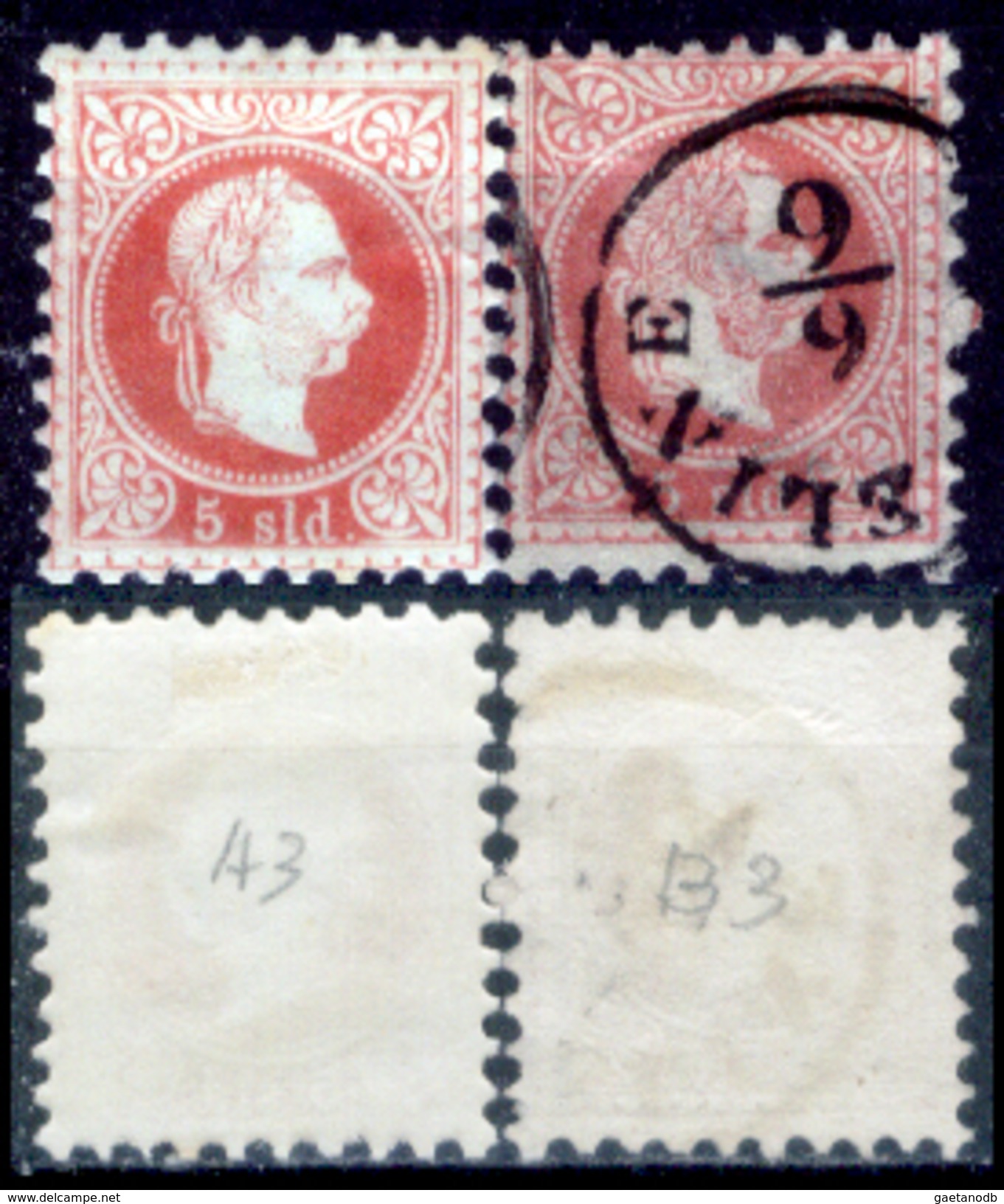 Levante-Austriaco-19 - 1867 - Yvert & Tellier N. A3 + B3 (+/o) LH/Used - Privo Di Difetti Occulti. - Levant Autrichien