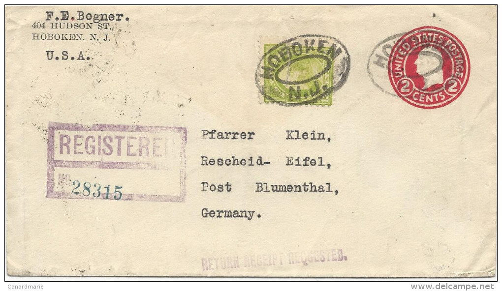 ENTIER POSTAL RECOMMANDE DE 1928 POUR L´ALLEMAGNE - 1921-40