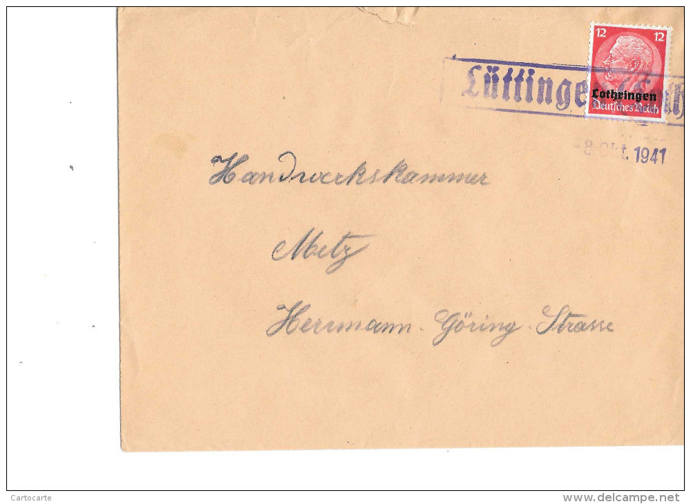 LUTTANGE LUTTINGEN LETTRE 1941 - Lettres & Documents