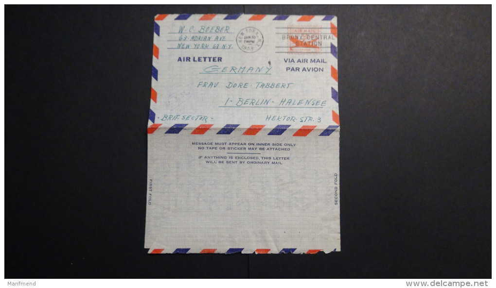 USA - 1953-01-30 - 10 Cents - Air Letter - Postal Stationery - Used - Look Scan - 1941-60