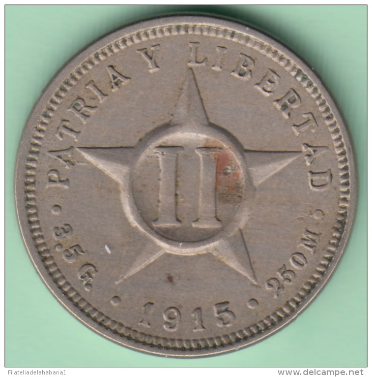 1915-MN-118 CUBA. KM A10 CO-NI 2c STAR 1915. XF. - Cuba