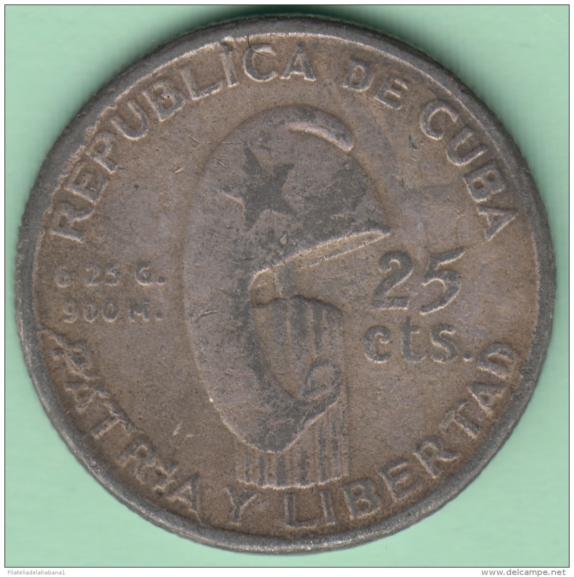 1953-MN-107 CUBA KM. 28. FALSA 25c PLOMO 1953 JOSE MARTI. - Kuba