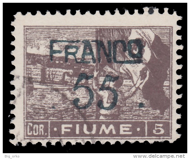 FIUME: Allegorie Soprastampato FRANCO 55 Su 5 Corone - Bruno / 1919 - Fiume