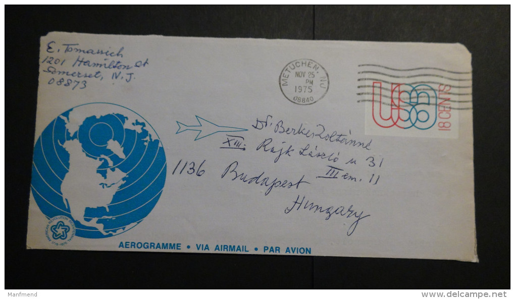 USA - 1975-11-25 - 18 Cents - Aerogramme - Postal Stationery - Used - Look Scan - 1961-80