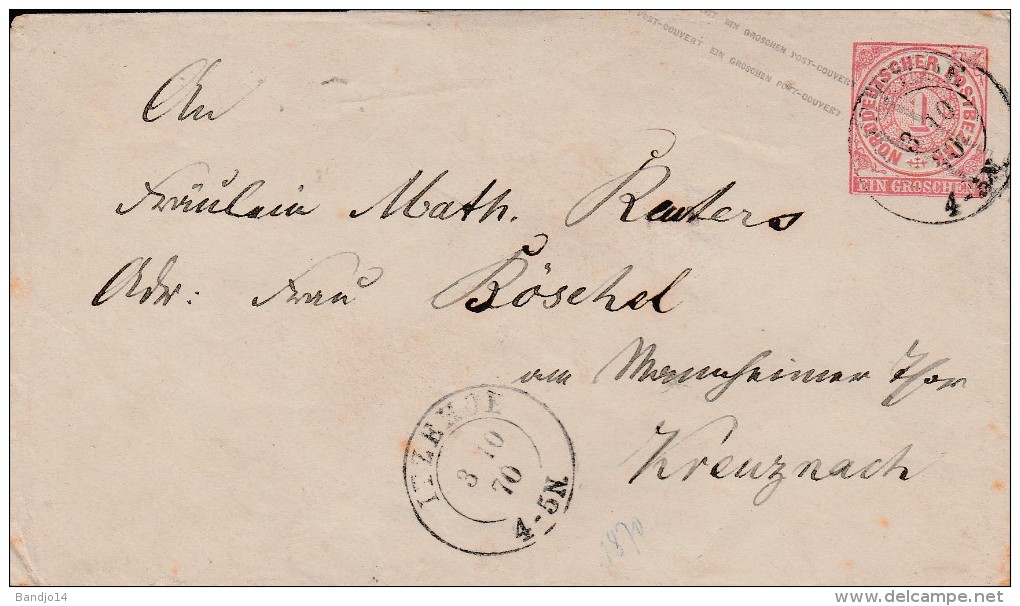 Entier Postal - Norddeutscher Postbezik - Ein Groschen - Scan Recto-verso - Entiers Postaux