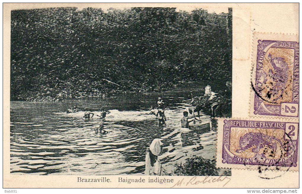 CPA CONGO BRAZZAVILLE "Baignade Indigène" écrite Et Circulée Le 24 Avril 1914 - Brazzaville