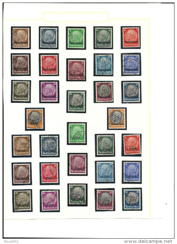 Lot D´Alsace Lorraine De 39 Timbres Oblitérés (sauf N° 2) Du N° 1 Au N° 39 Voir Les 2 Scans - Altri & Non Classificati