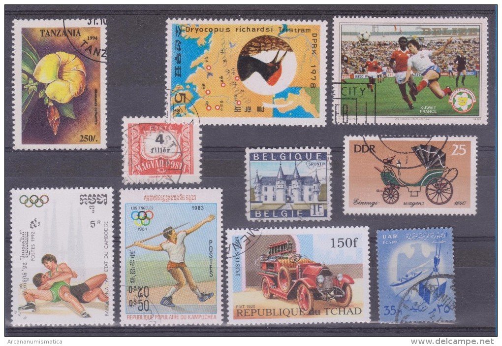 LOT OF USED STAMPS COCHES CARS DEPORTES SPORTS ANIMALES  ANIMALS  PAISES  COUNTRIES VARIOS  VARIOUS   S-1517 - Mezclas (max 999 Sellos)