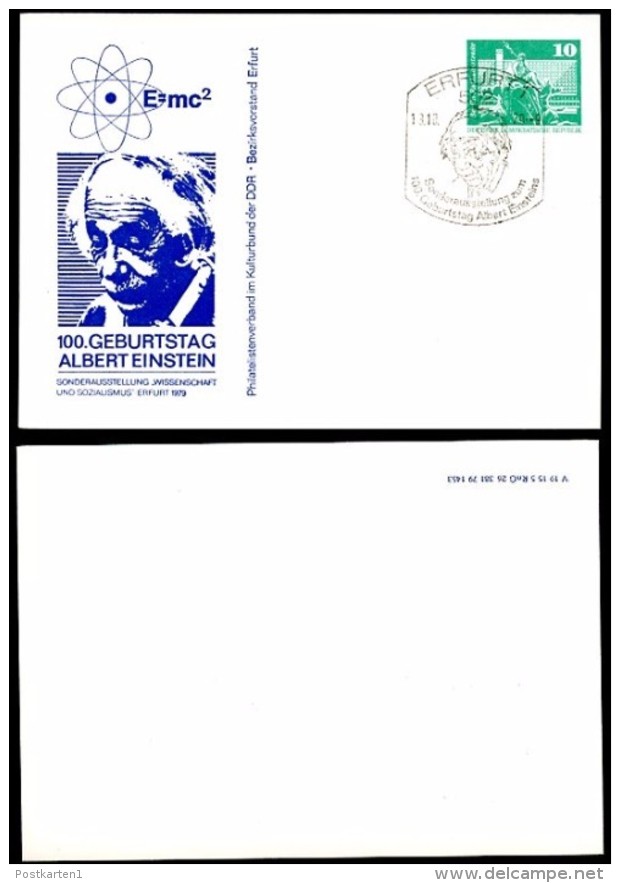 100th Birthday ALBERT EINSTEIN 1979 PRINTING ERROR East German STO Postal Card PP16 C2/008 - Albert Einstein