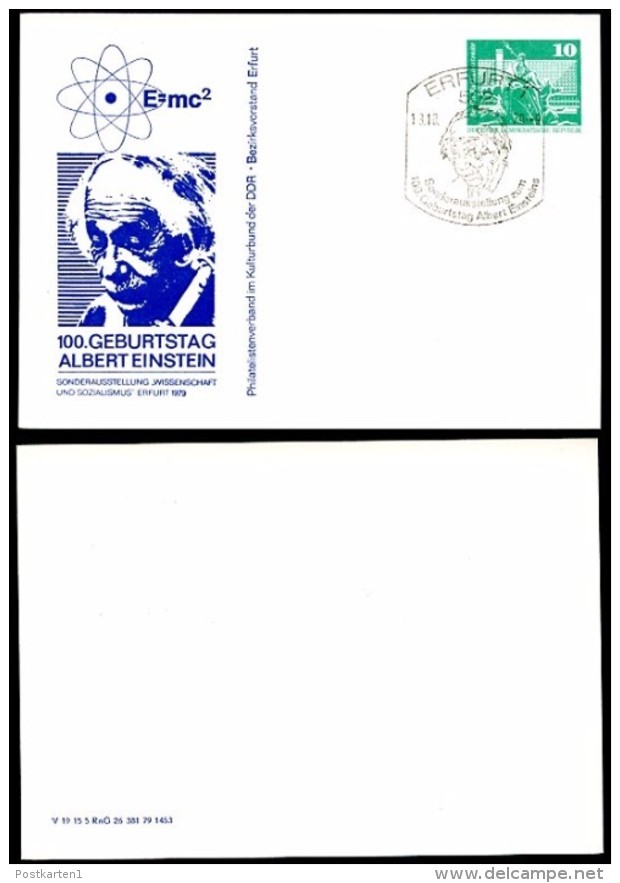 100th Birthday ALBERT EINSTEIN 1979 PRINTING ERROR East German STO Postal Card PP16 C2/008 - Albert Einstein