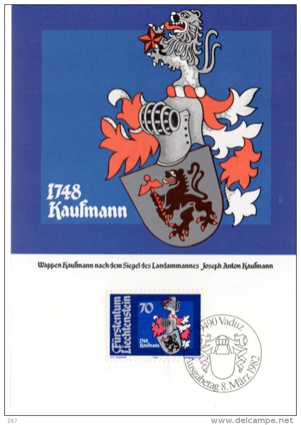 LIECHTENSTEIN  Carte Maxi  1982  Armoiries Joseph Anton Kaufmann - Other & Unclassified