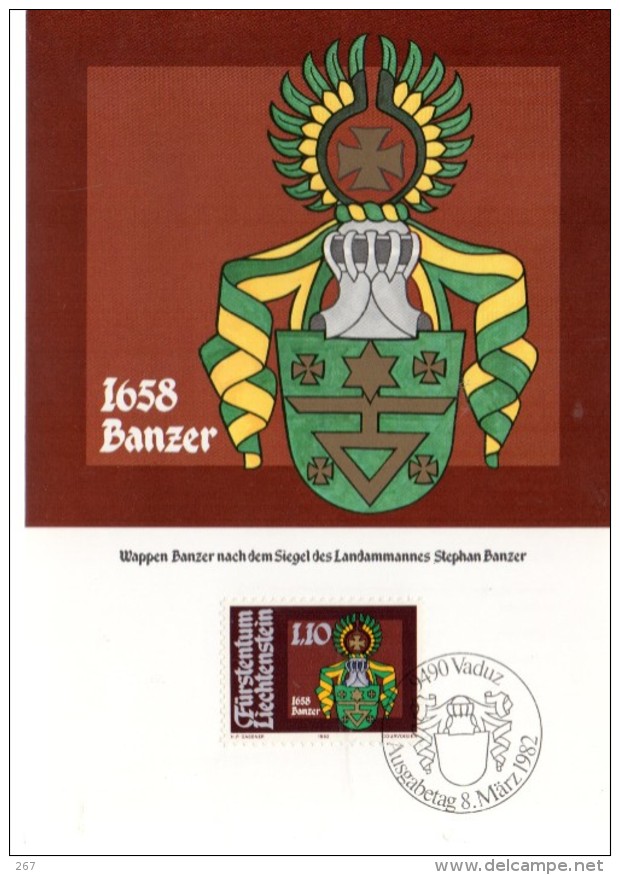 LIECHTENSTEIN  Carte Maxi  1982  Armoiries Stephan Banzer - Other & Unclassified