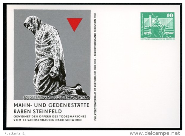 GEDENKSTÄTTE RABEN STEINFELD DDR PP16 C2/027 Privat-Postkarte Schwerin 1980  NGK 3,00 € - Denkmäler