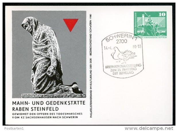 Todesmarsch KZ Sachsenhausen DDR PP16 C2/027 Privat-Postkarte Schwerin Sost. 1980 - WW2