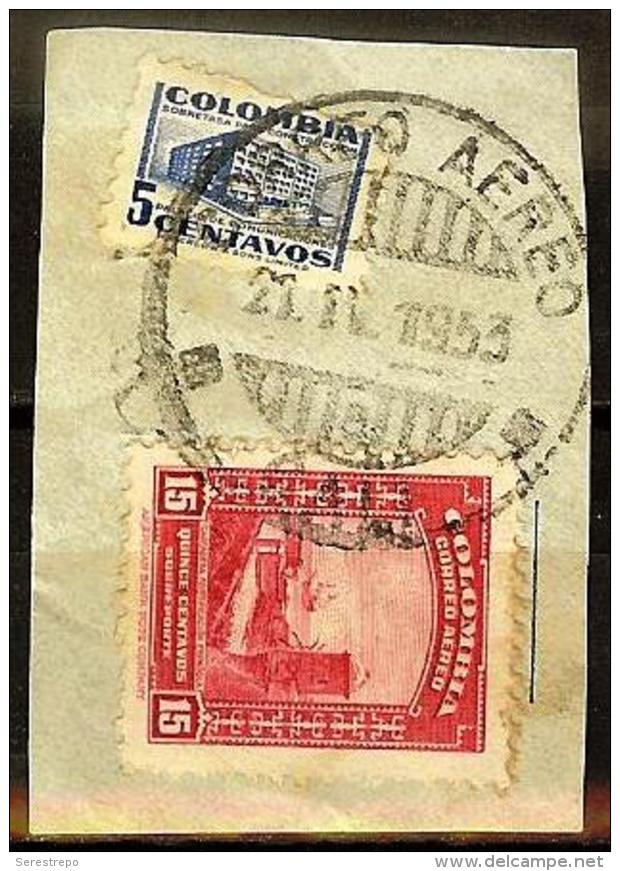 COLOMBIA 1953.11.21 [719&728-1] Fragment Of Postal History - CALI Postmark - Colombia