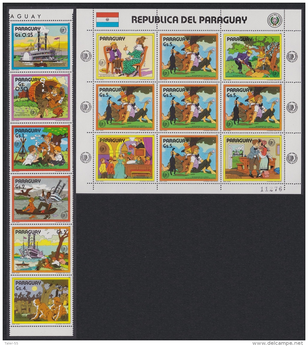 Paraguay Disney Tom Sawyer Strip Of 6v+Sheetlet SC#2147-48 [62567] - Paraguay