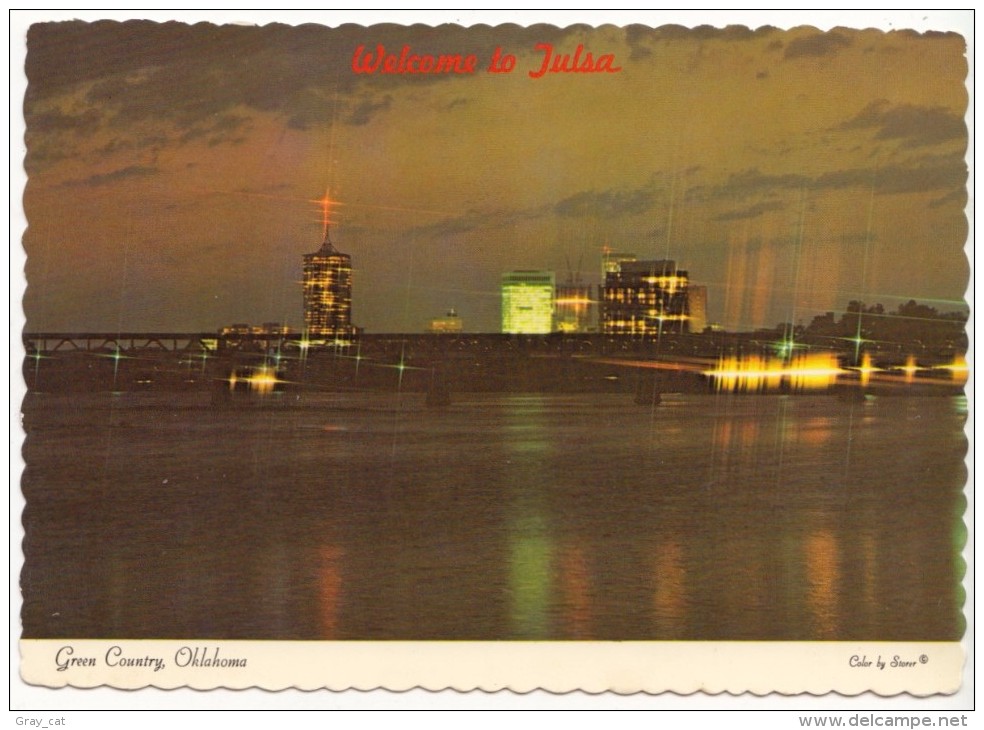 Welcome To Tulsa, Oklahoma, Arkansas River & Pedestrian Bridge, Postcard [18685] - Tulsa