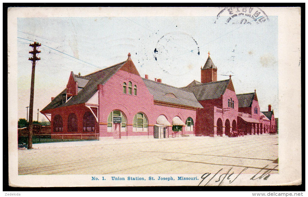 2847 - Alte Ansichtskarte - St, Joseph - Missouri - Union Station - Estación Estacion - La Gare - Bahnhof - 1905 - St Joseph