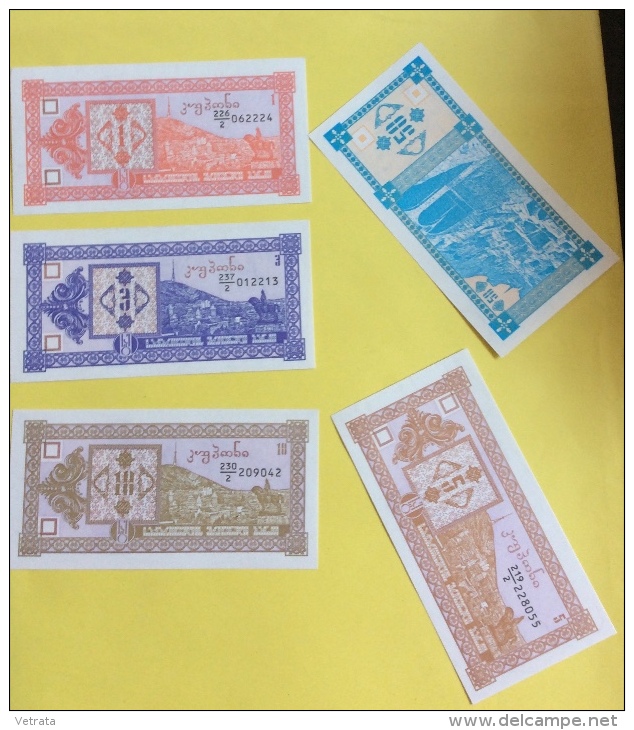 Géorgie : 6 Billets, 1/3/5/10/50 & 100 Laris Type 1993 - Géorgie