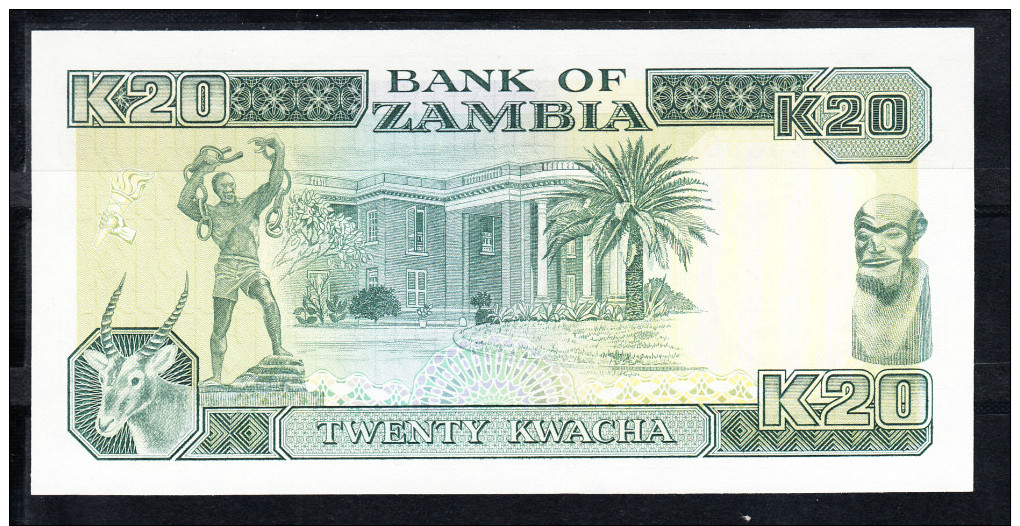 ZAMBIA 1989   20 KWACHA. EFIGIE DEL PRESIDENTE. AL DORSO JIRAFA Y ESCULTURA DE CABEZA  NUEVO PLANCHA  B841 - Zambia