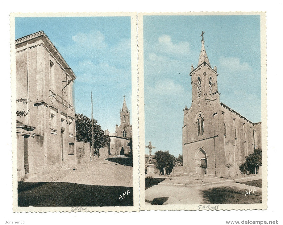 2 CPA 30  GARONS   LES ECOLES MAIRIE EGLISE - Autres & Non Classés