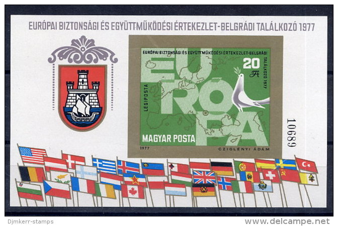 HUNGARY 1977 European Security Conference Imperforate Block MNH / **.  Michel Block 126B - Blocs-feuillets