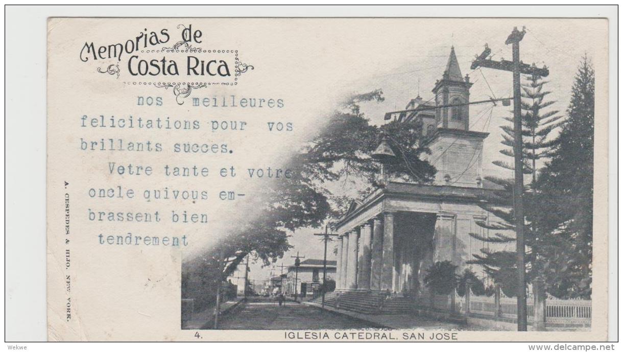 CR023 / COSTA RICA -  Private Mailing  Card 1892 Mit Bild  Der Iglesia Catedral, San José - Costa Rica