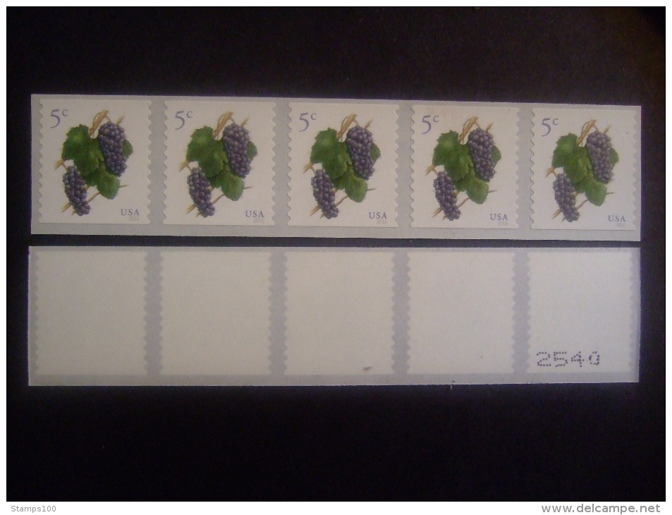 USA 2016  GRAPES COIL  STRIP OF 5 - PINOT NOIR  MNH** WITH NUMBER ON BACK         (P4807-020) - Neufs