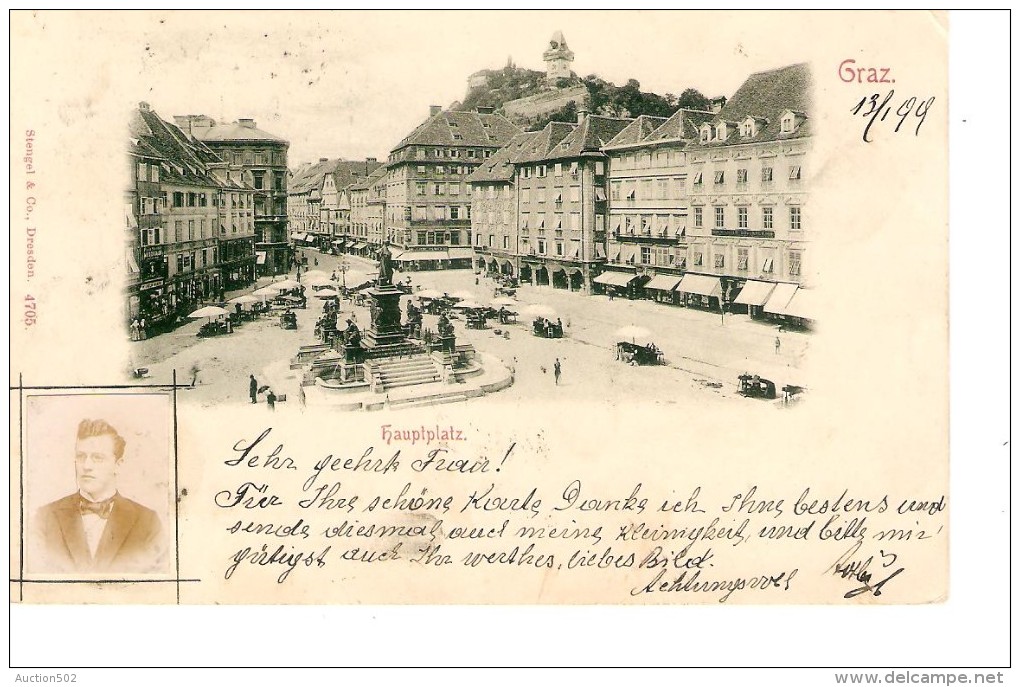 Österreich PK Graz Hauptplatz 13/1/1899 N.Anvers Arrival Cancellation 15/1/1899 PR3383 - Lettres & Documents