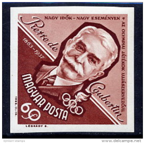 HUNGARY 1963 Coubertin Centenary Imperforate  MNH / **.  Michel 1953B - Neufs