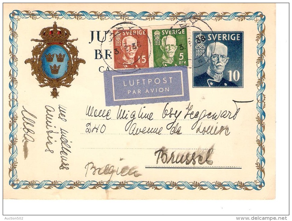 Entire PC Air Mail C.Aby 3/2/1938 To Brussels Belgium PR3384 - Entiers Postaux