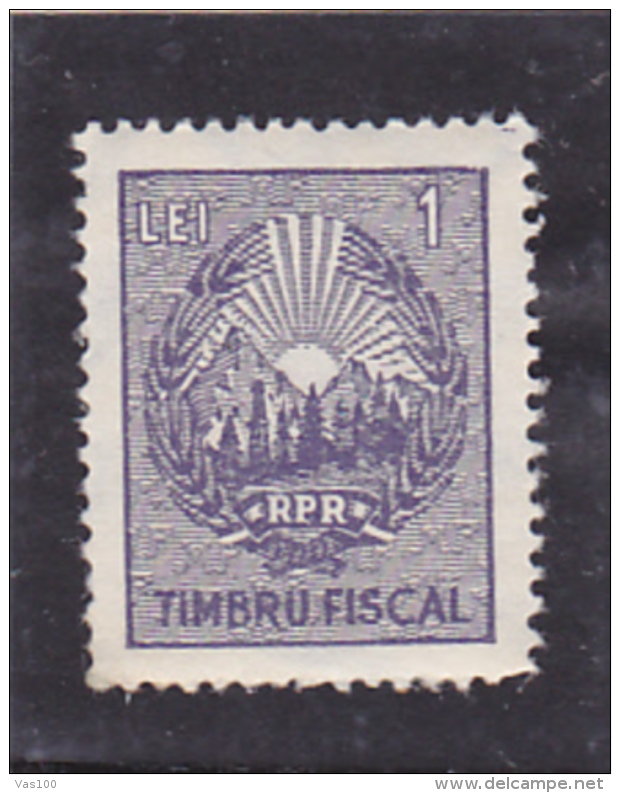 #144   FISCAUX STAMP, COAT OF ARMS,  REVENUE STAMP, UNUSED, ROMANIA. - Revenue Stamps