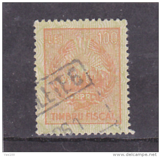 #144   FISCAUX STAMP, COAT OF ARMS,  REVENUE STAMP, USED, ROMANIA. - Revenue Stamps