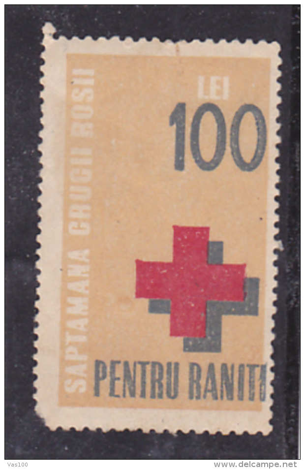 #144      RED CROSS WEEK, 100 LEI, LEFT CORNER IS A LITTLE DAMAGED, MNH**,   ROMANIA. - Fiscales