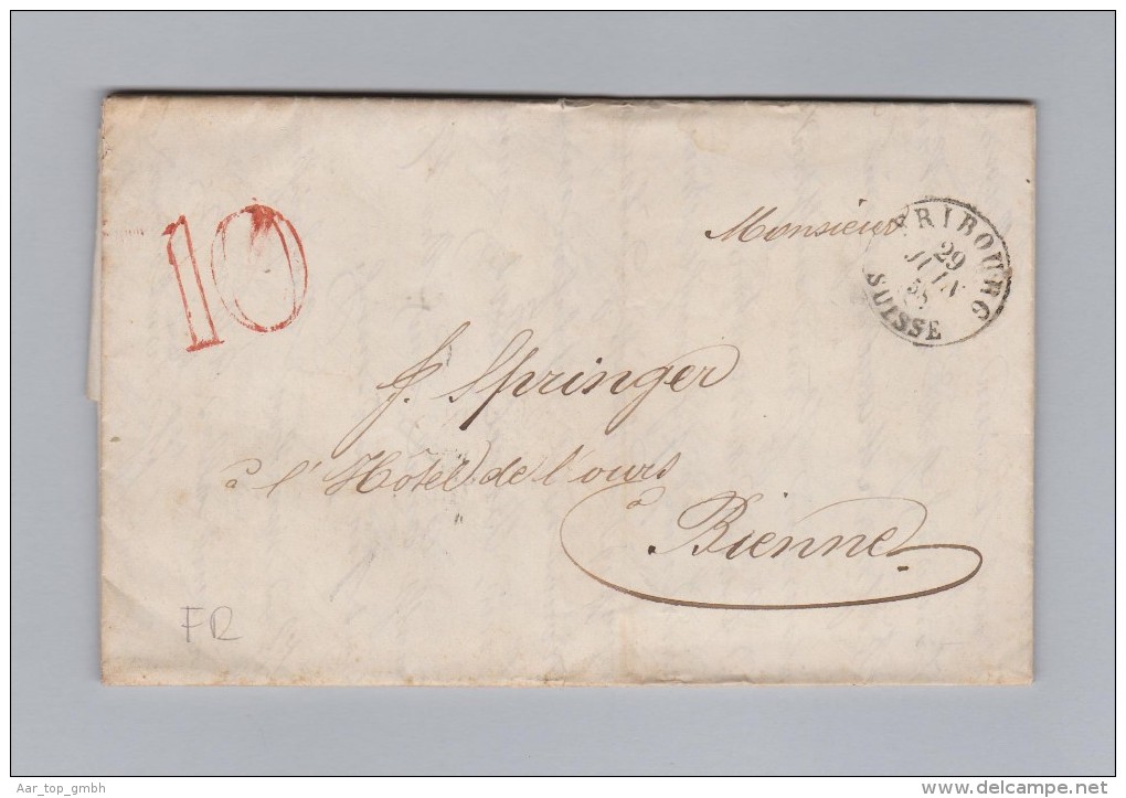 Heimat Schweiz FR FRIBOURG 1858-06-29 Brief Ohne Marke Nach Bienne - Lettres & Documents