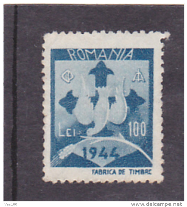 #146     OLD   REVENUE STAMP,   FISCAUX STAMP, CROSS,    1XSTAMP , 1944,      ROMANIA. - Fiscale Zegels