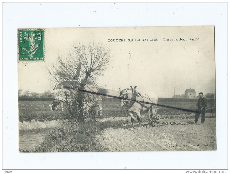 CPA  Décollée  - Coudekerque Branche  Travaux Des Champs  (cheval ) - Coudekerque Branche