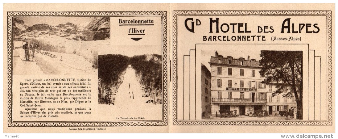 04 - BARCELONNETTE - LIVRET PUBLICITAIRE GRAND HOTEL DES ALPES - Publicités