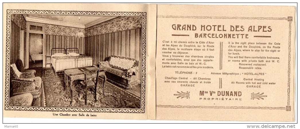 04 - BARCELONNETTE - LIVRET PUBLICITAIRE GRAND HOTEL DES ALPES - Publicités