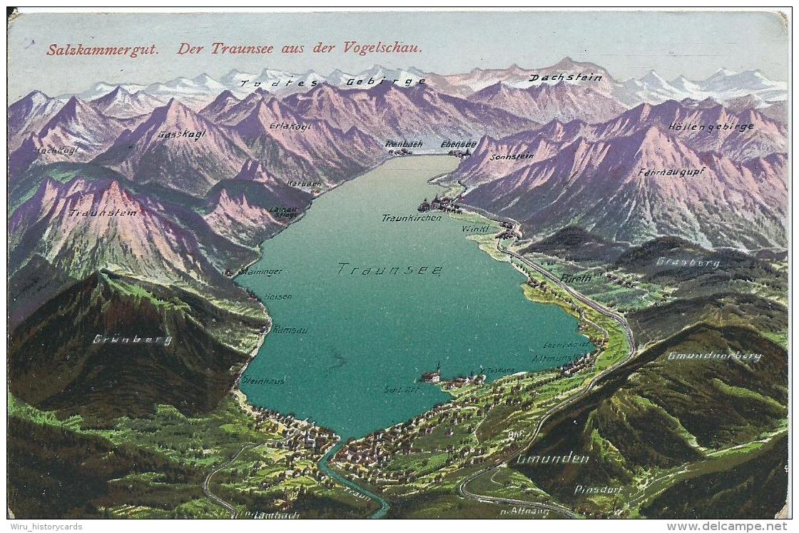 AK 0485  Der Traunsee Aus Der Vogelschau - Verlag Brandt Um 1913 - Traun