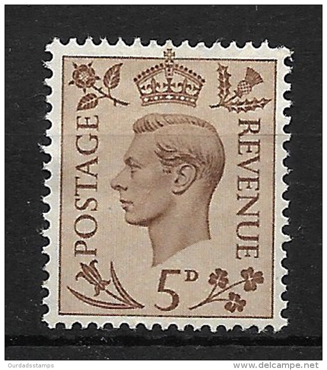 GB 1937 KGVI Definitives, 5d Brown LMM (4646) - Unused Stamps