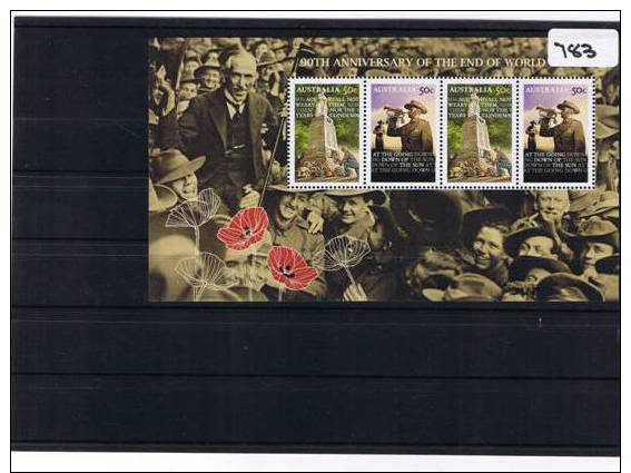 Australia 2008 Anniversary Of World War One  Mini Sheet MUH   783 - Mint Stamps