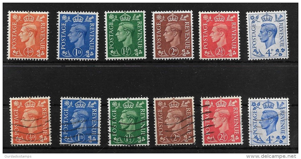 GB 1950 KGVI Definitives, Colours Changed, Full Set Of Six LMM And Used (4660) - Unused Stamps