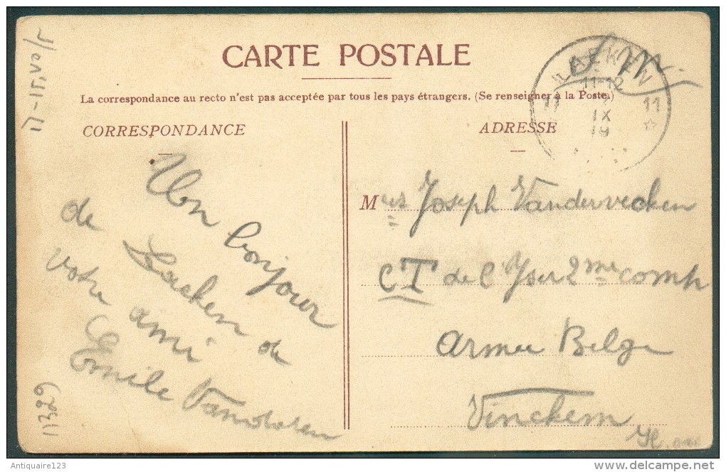 C.P. Oblitérée Agence LAEKEN 11 * En Sept. 1919 Avec Vue MAISON D.. HAES + Charette Trolley Avec 2 Dames (rare). En SM V - Laeken