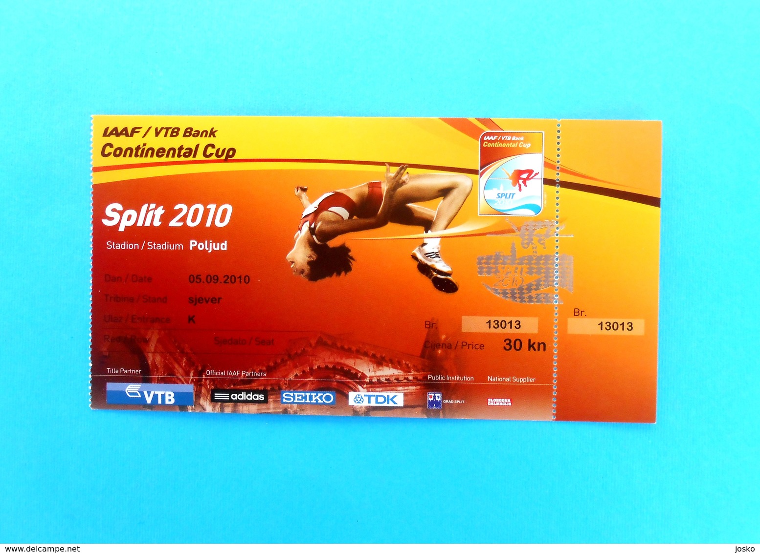 ATHLETISME - IAAF CONTINENTAL CUP 2010. - BLANKA VLASIC High Jump * Ticket Billet Athletics Athletik Atletismo Atletica - Tickets D'entrée