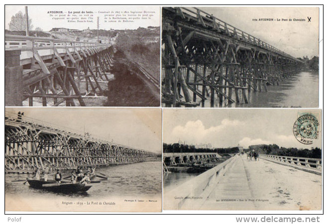 AVIGNON - 4 CPA - Pont De Chevalets - Pont De Bois - Nouveau Pont - Attelage - Barques (Génie)(89134 - Avignon