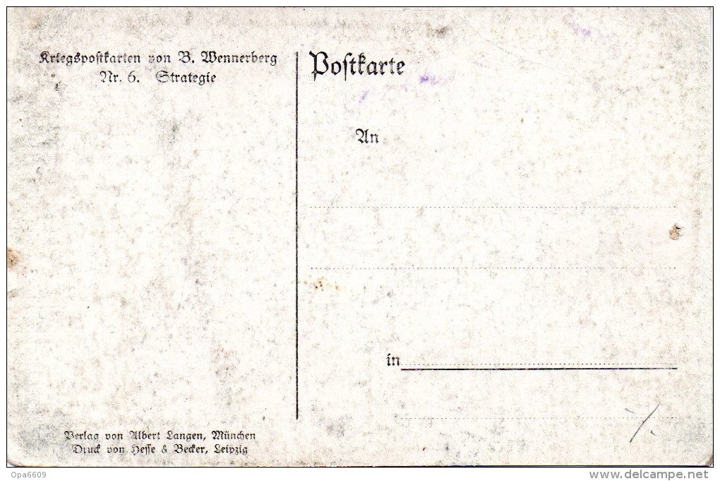 (A) Künstlerpostkarte: Kriegspostkarten Von B.Wenerberg Bild-Nr. 6 "Strategie" , Ungebraucht - Wennerberg, B.