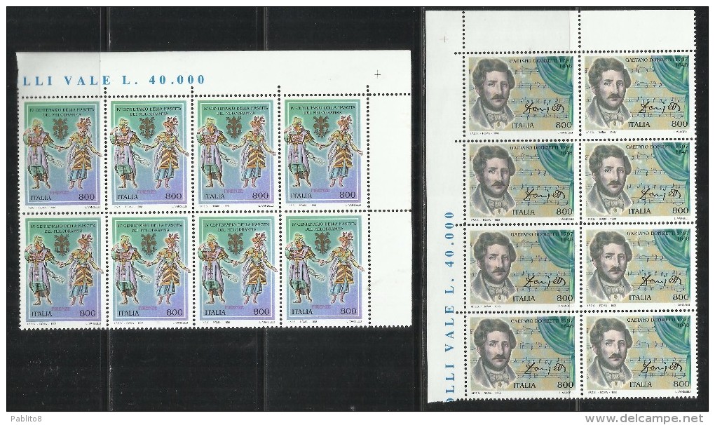 ITALIA REPUBBLICA ITALY REPUBLIC 1998 MELODRAMMA E GAETANO DONIZETTI SERIE COMPLETA COMPLETE SET BLOCCO BLOCK MNH - 1991-00: Mint/hinged