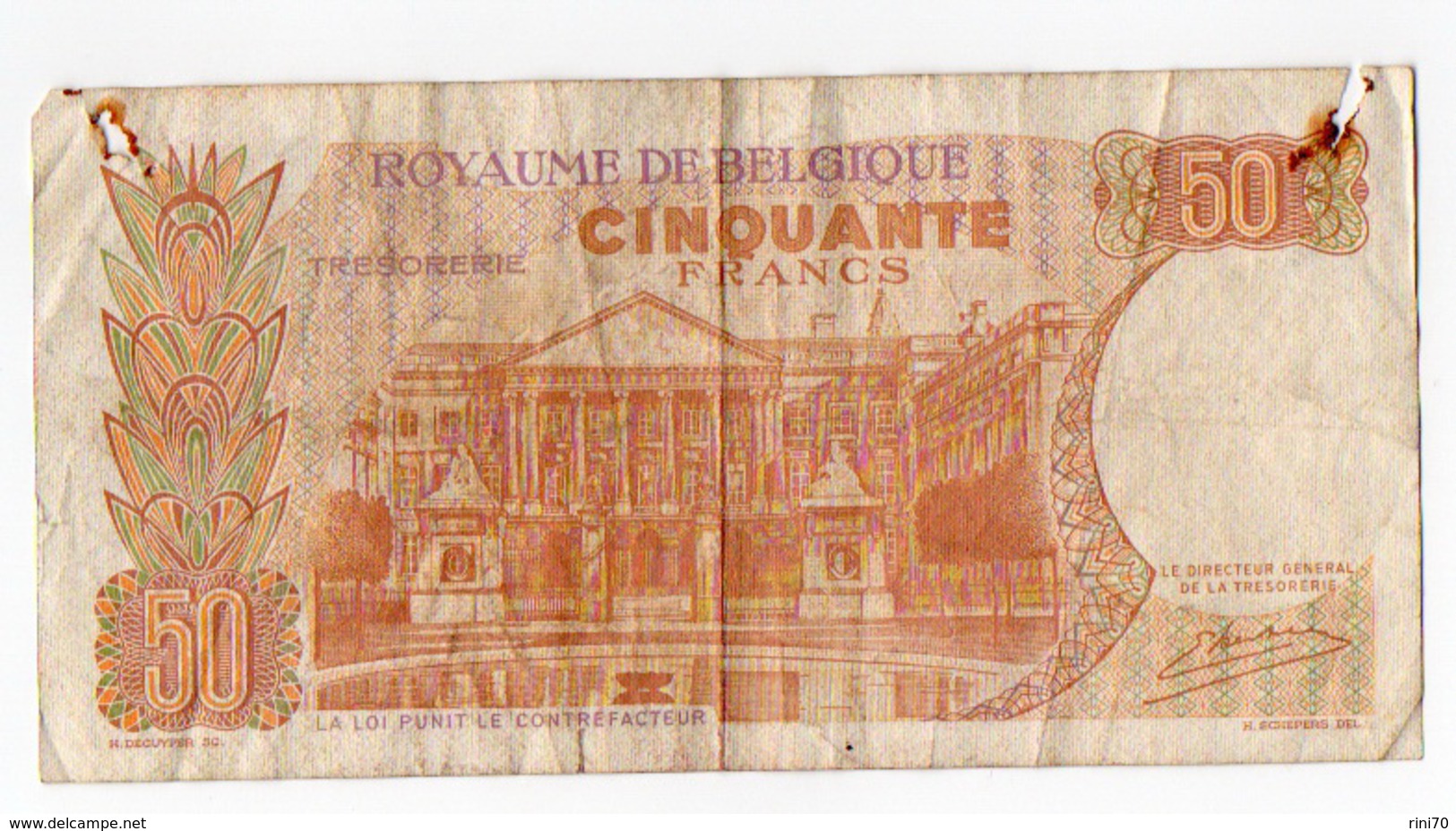 1 Banconota Belgio 50 Franchi Francs 16 Maggio 1966 Vijftig Serie 28 Royaume Belgique - Other & Unclassified