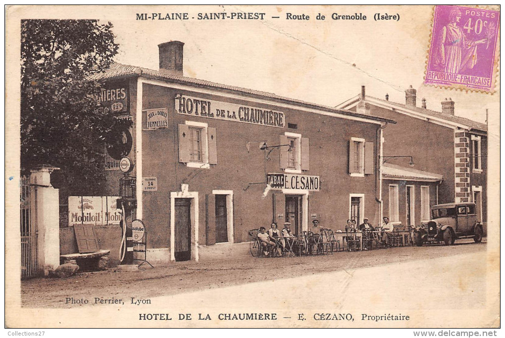 38-MI-PLAINE-SAINT-PRIEST- ROUTE DE GRENOBLE HÔTEL DE LA CHAUMIERE ( POMPES A ESSENCE ) - Autres & Non Classés